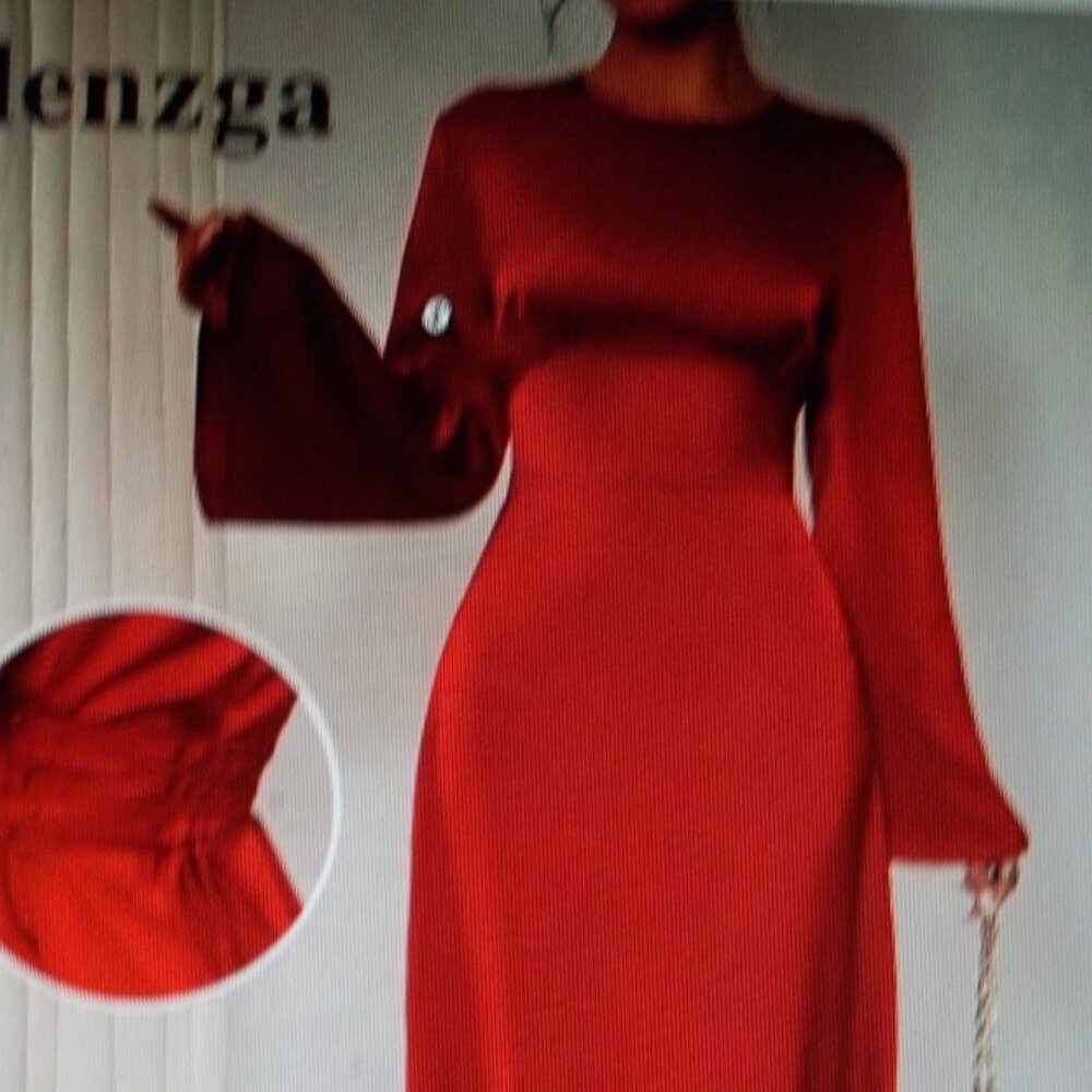 Flared Sleeve Solid Color Cross Waist Tie Back Dress